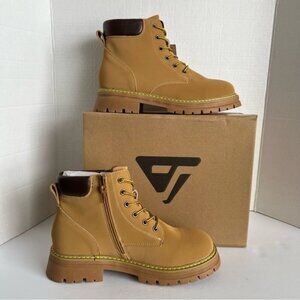 Jabasic - Women's Leather Lace-Up Ankle Boots - Wheat. Size: 9. NIB. (1844)